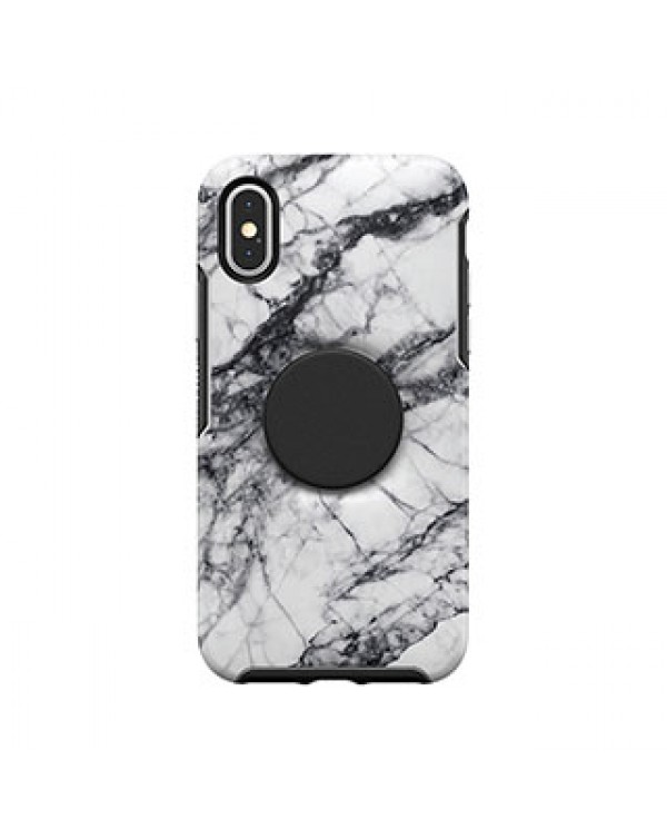 iPhone X/Xs Otterbox + POP White/Black (White Marble) Symmetry Series Case