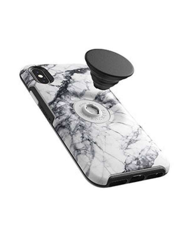 iPhone X/Xs Otterbox + POP White/Black (White Marble) Symmetry Series Case