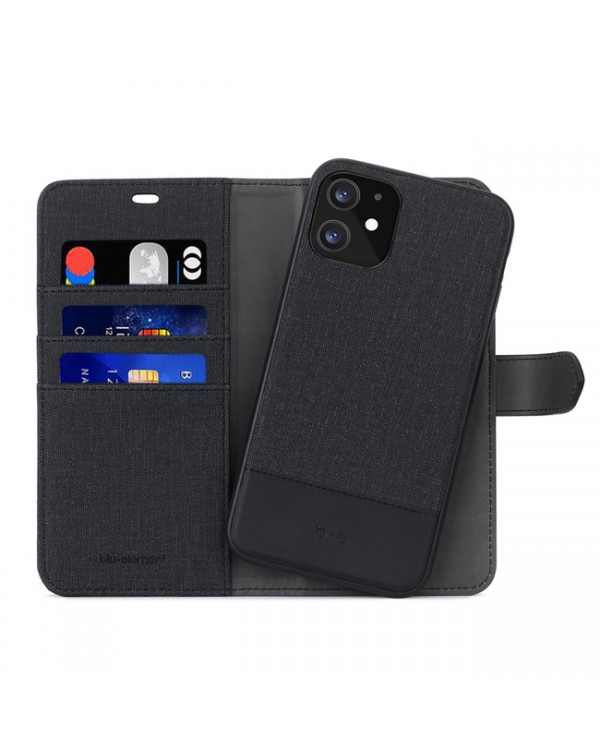 Blu Element - 2 in 1 Folio Case Black/Black for iPhone 12/12 Pro
