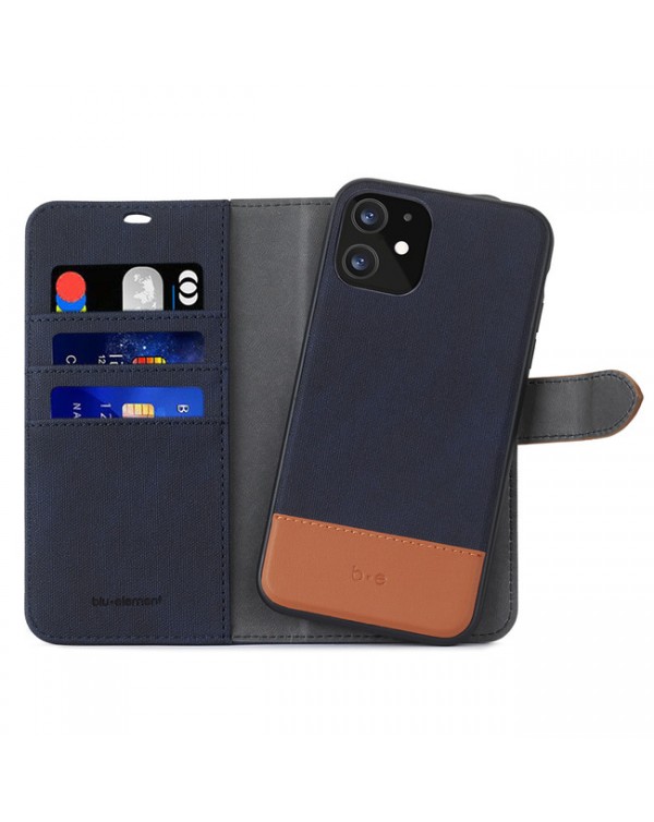 Blu Element - 2 in 1 Folio Case Navy/Tan for iPhone 12/12 Pro