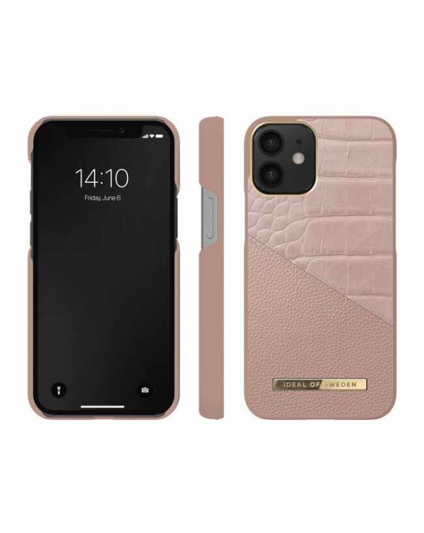 Ideal of Sweden - Atelier Fashion Case Rose Smoke Croco for iPhone 12 mini