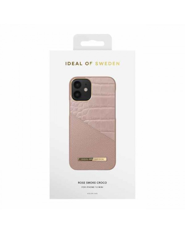 Ideal of Sweden - Atelier Fashion Case Rose Smoke Croco for iPhone 12 mini