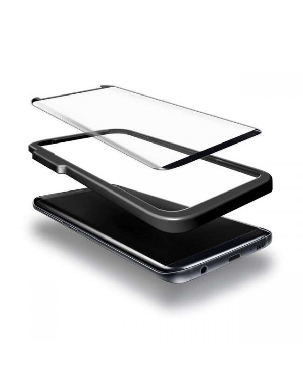 Blu Element - 3D Curved Glass Case Friendly Screen Protector Black for Samsung Galaxy S9