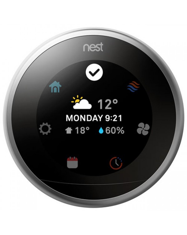 Google - Nest Learning Thermostat Third Generation Stainless Steel